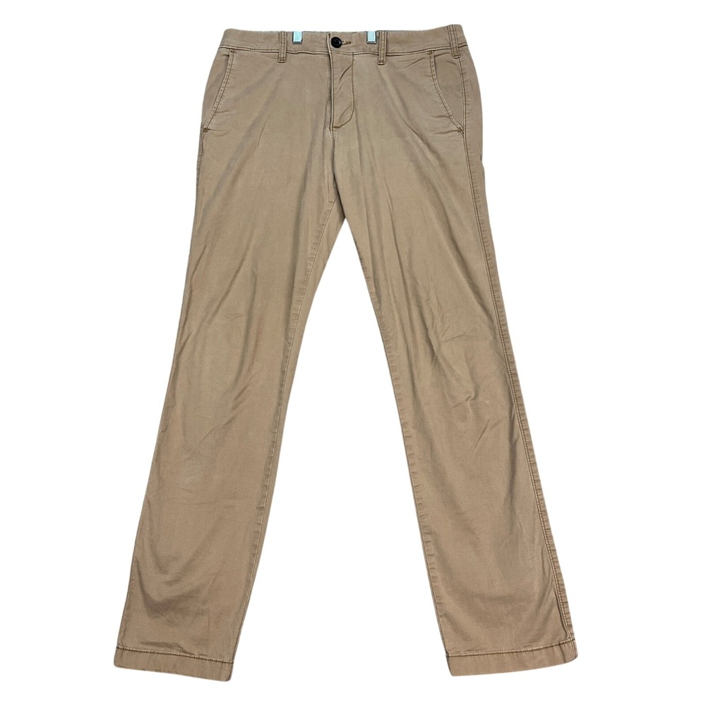 Hollister Slim Straight Pants Mens 32x34 Brown Flat Front Twill Chino‎ Epic Flex